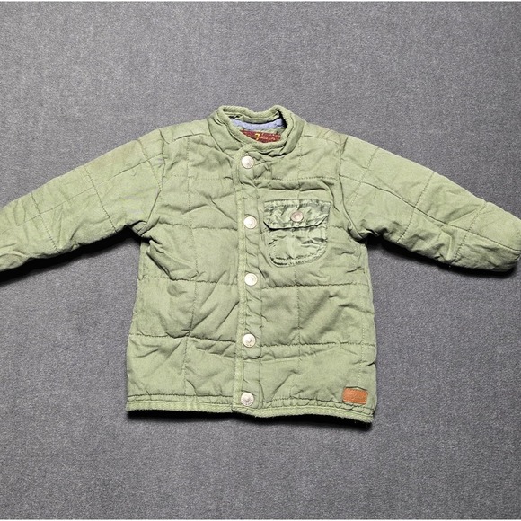 7 For All Mankind Kids Quilted Coat Jacket Olive Green 24M Toddler - Picture 1 of 7